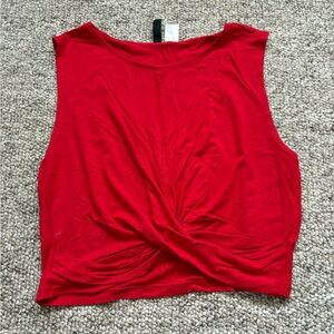 Red Sleeveless Twist Front Top